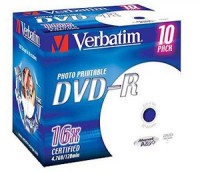 Диск DVD-R Verbatim 4.7Gb 16x Jewel case (10шт) Printable (43521)