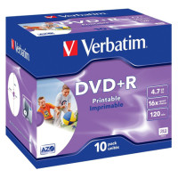 Диск DVD+R Verbatim 4.7Gb 16x Jewel case  Printable (10шт) (43508)