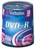 Диск DVD-R Verbatim 4.7Gb 16x Cake Box 100шт (43549)