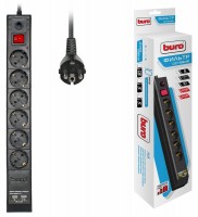 Сетевой фильтр Buro BU-SP5_USB_2A-B 5м черный