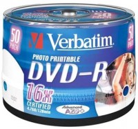 Диск DVD-R Verbatim 4.7Gb 16x Cake Box Printable 50шт (43533)