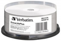 Диск BD-R Verbatim 50Gb 6x Cake Box Double Layer Printable (25шт) (43750)