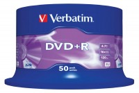 Диск DVD+R Verbatim 4.7Gb 16x Cake Box 50шт (43550)