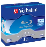 Диск BD-R Verbatim 25Gb 6x Jewel case Scratch proof 5шт (43715)