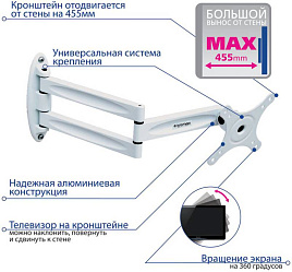 Кронштейн Kromax TECHNO-11 для телевизора белый