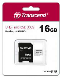 Флеш карта Transcend TS16GUSD300S-A microSDHC 16Gb Class10 + adapter