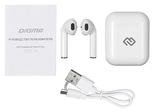 Гарнитура вкладыши Digma TWS-10 беспроводные