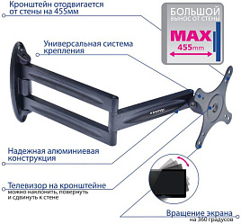 Кронштейн Kromax TECHNO-11 для телевизора черный